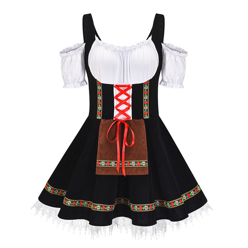 Традиционное баварское платье Dirndl с открытыми плечами Фестивальный костюм